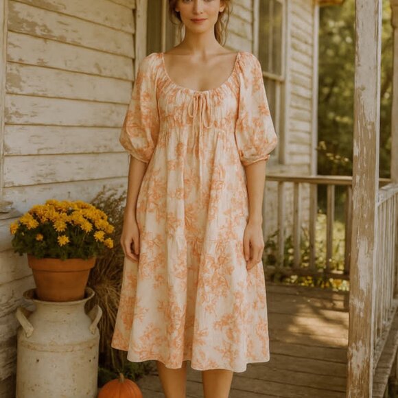 The Cottage Dress in Floral with Pockets New NWT Cotton Cottagecore - Picture 1 of 7